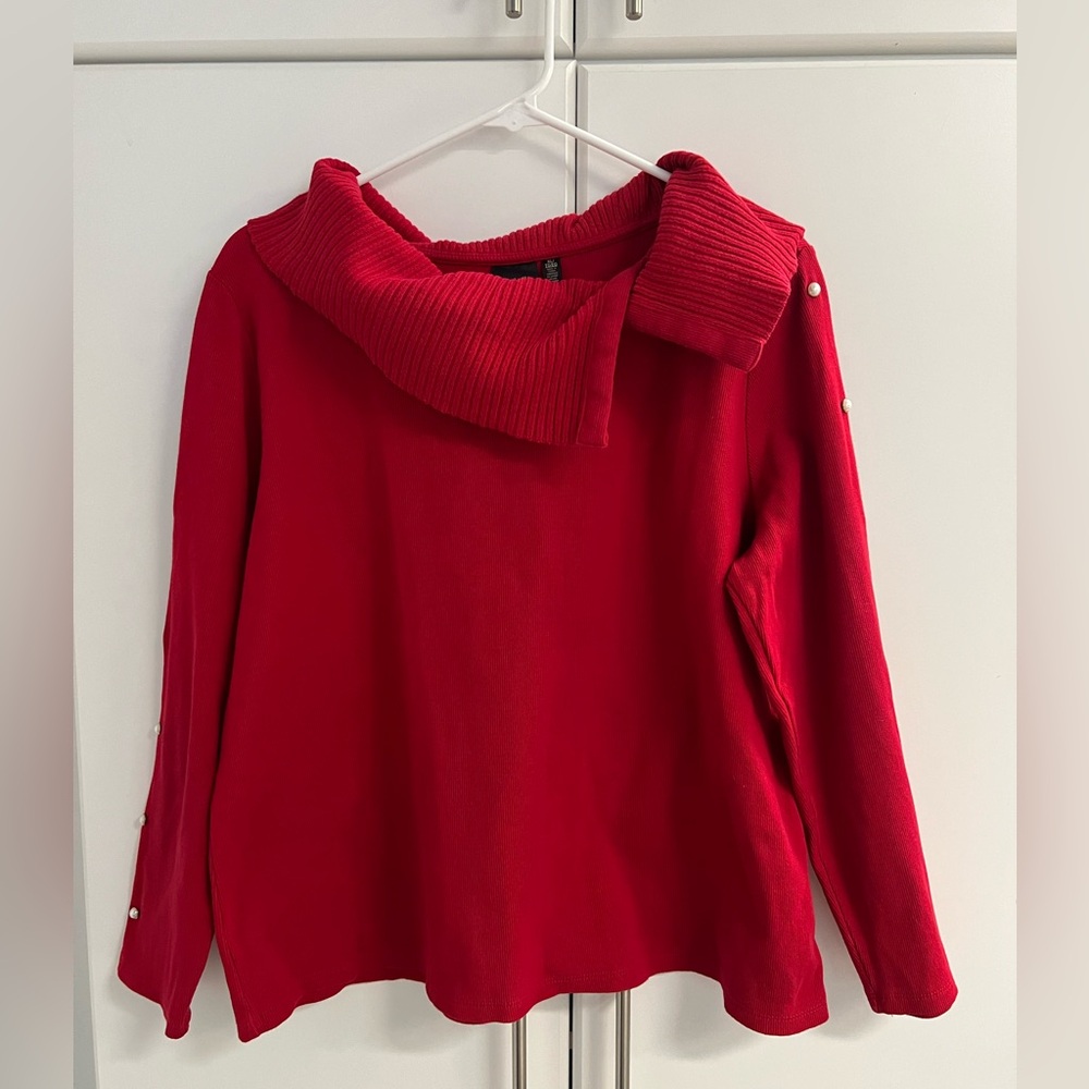 Rafaella Vibrant Red Cowl Neck Sweater Sz XL